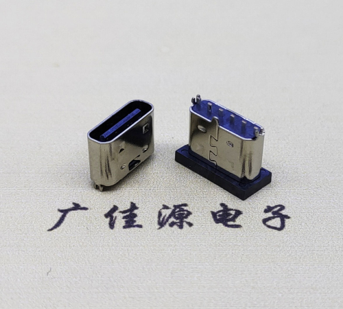 TYPE-C6P立插母座(鱼叉脚)6.5/6.8mm快充功能连接器接口